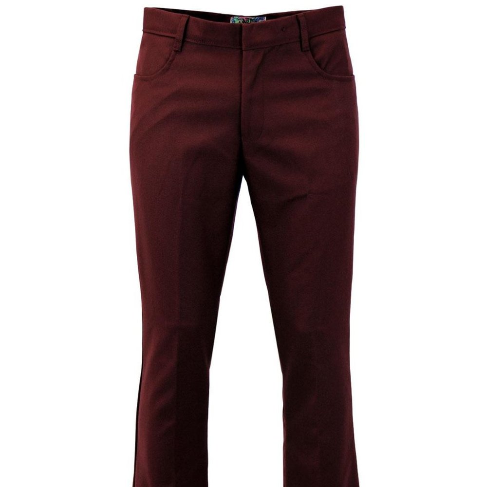 Madcap England Burgundy Logan Bootcut Hopsack Trousers Size 32 X 33